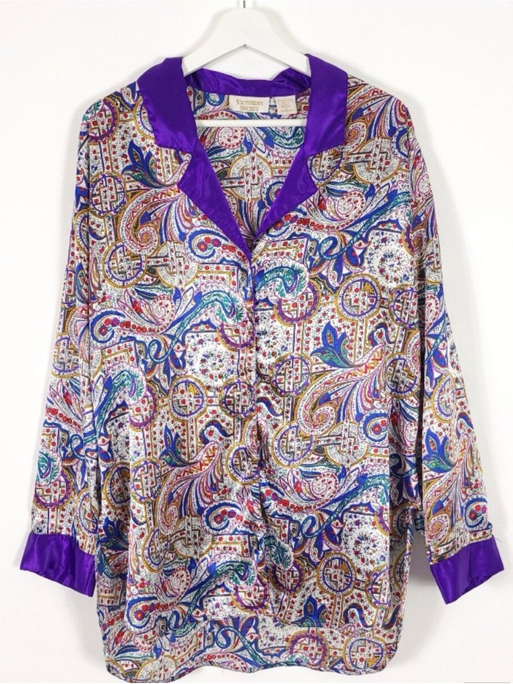 Victoria's Secret Gold Label Paisley Satin Sleep Shirt